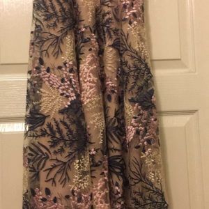 Long formal dress, navy and blush color